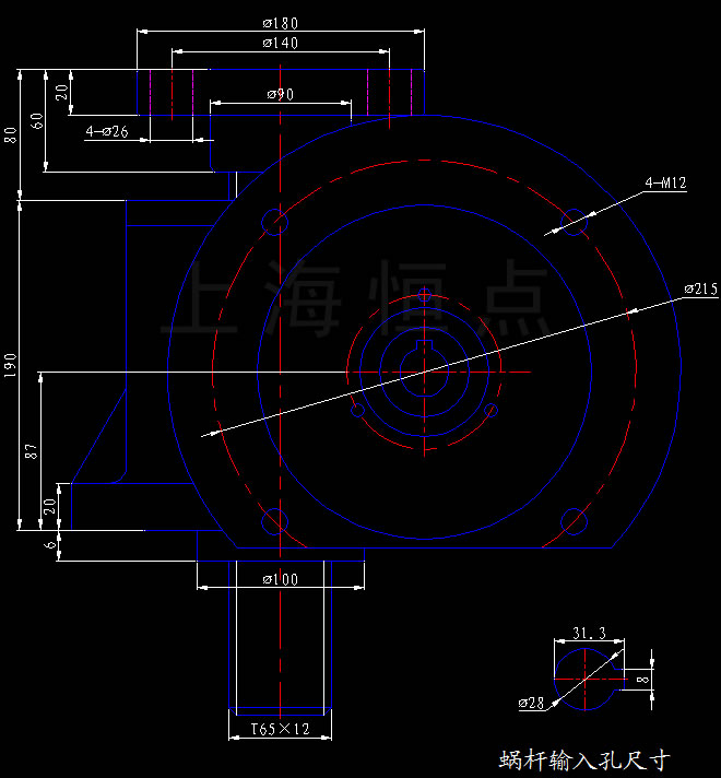 SWLD20-1A-II 絲杆升降機外型尺寸圖[配電機法蘭]