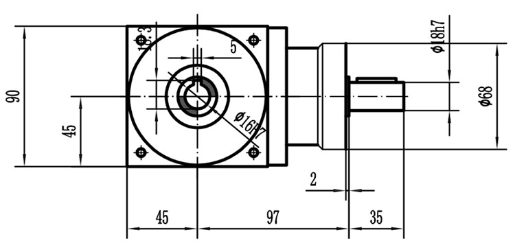 HDA09系列換向器：HDA09-2：1-E外形安裝尺寸圖2